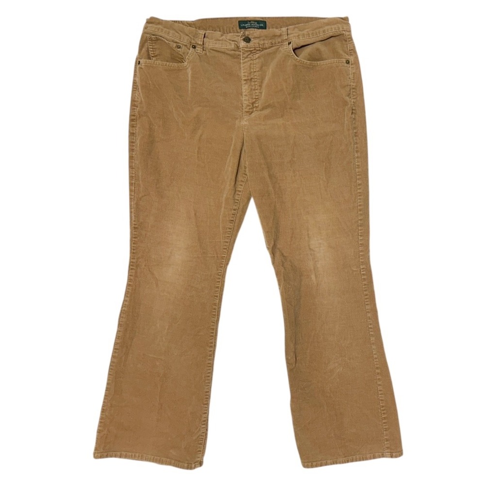 LRL‎ Ralph Lauren Jeans Co Classic Bootcut Corduroy Tan Pants Women Size 16